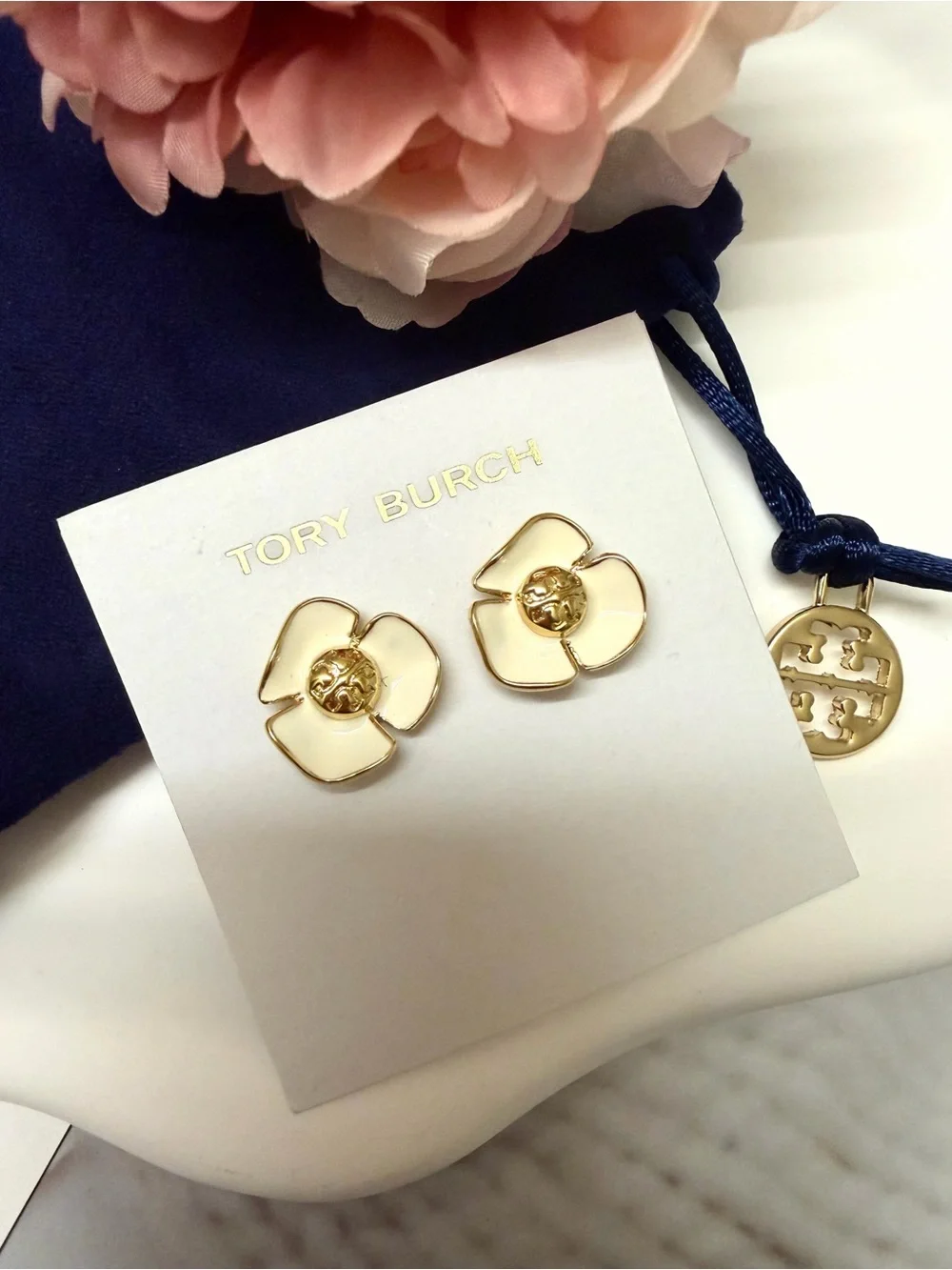 Tory Burch Fleur Flower Stud Earrings